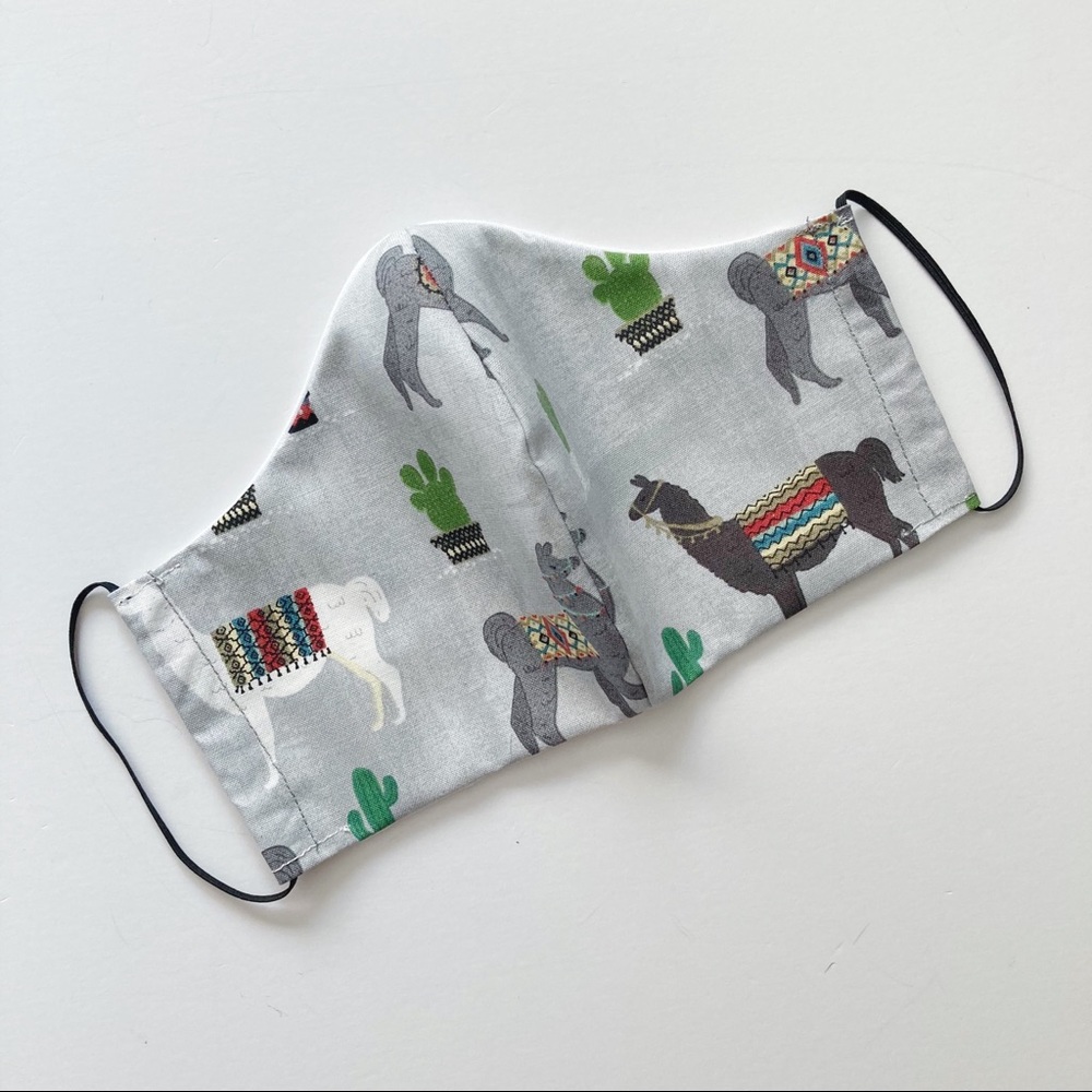Llama & Cactus Print Fabric Face Mask
